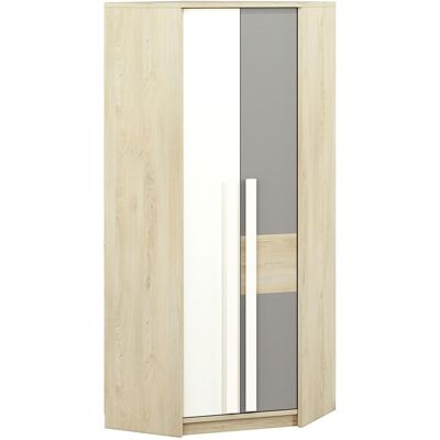 VENETI Rohová skriňa INNES - šírka 82 cm, buk fjord / biela / šedá platina VENETI Rohová skriňa INNES - šírka 82 cm, buk fjord / biela / šedá platina