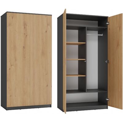 VENETI Dvojdverová šatníková skriňa 90 cm TAUNO - dub artisan / antracitová VENETI Dvojdverová šatníková skriňa 90 cm TAUNO - dub artisan / antracitová