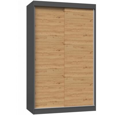 VENETI Šatníková skriňa 120 cm s posuvnými dverami RANNO 1 - dub artisan / antracitová VENETI Šatníková skriňa 120 cm s posuvnými dverami RANNO 1 - dub artisan / antracitová