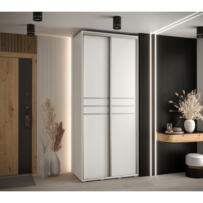 VENETI Šatníková skriňa ASIRI 10 - 110/45 cm, biela / strieborná VENETI Šatníková skriňa ASIRI 10 - 110/45 cm, biela / strieborná