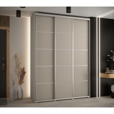 VENETI Šatníková skriňa INDIRA 4 - 180/60 cm, kašmír / strieborná VENETI Šatníková skriňa INDIRA 4 - 180/60 cm, kašmír / strieborná