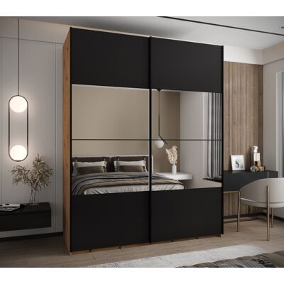 VENETI Dvojdverová skriňa SAMARA 4 - 190 cm, dub artisan / čierna / čierna VENETI Dvojdverová skriňa SAMARA 4 - 190 cm, dub artisan / čierna / čierna