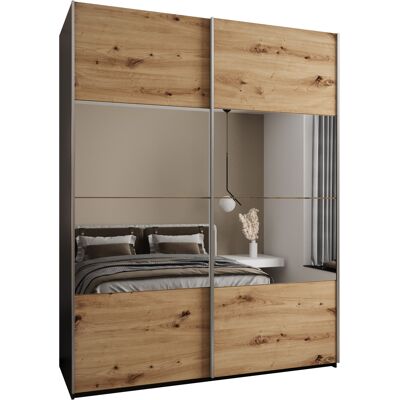 VENETI Dvojdverová skriňa SAMARA 4 - 190 cm, čierna / dub artisan / strieborná VENETI Dvojdverová skriňa SAMARA 4 - 190 cm, čierna / dub artisan / strieborná