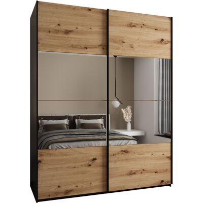 VENETI Dvojdverová skriňa SAMARA 4 - 190 cm, čierna / dub artisan / čierna VENETI Dvojdverová skriňa SAMARA 4 - 190 cm, čierna / dub artisan / čierna