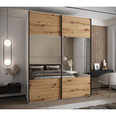 VENETI Dvojdverová skriňa SAMARA 4 - 190 cm, biela / dub artisan / čierna VENETI Dvojdverová skriňa SAMARA 4 - 190 cm, biela / dub artisan / čierna