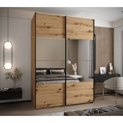 VENETI Dvojdverová skriňa SAMARA 4 - 180 cm, dub artisan / čierna VENETI Dvojdverová skriňa SAMARA 4 - 180 cm, dub artisan / čierna