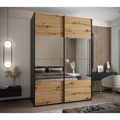 VENETI Dvojdverová skriňa SAMARA 4 - 180 cm, čierna / dub artisan / čierna VENETI Dvojdverová skriňa SAMARA 4 - 180 cm, čierna / dub artisan / čierna