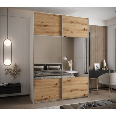 VENETI Dvojdverová skriňa SAMARA 4 - 180 cm, biela / dub artisan / strieborná VENETI Dvojdverová skriňa SAMARA 4 - 180 cm, biela / dub artisan / strieborná