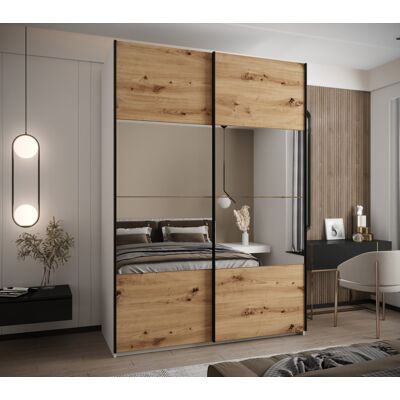 VENETI Dvojdverová skriňa SAMARA 4 - 180 cm, biela / dub artisan / čierna VENETI Dvojdverová skriňa SAMARA 4 - 180 cm, biela / dub artisan / čierna