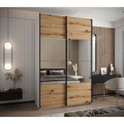 VENETI Dvojdverová skriňa SAMARA 4 - 160 cm, biela / dub artisan / čierna VENETI Dvojdverová skriňa SAMARA 4 - 160 cm, biela / dub artisan / čierna