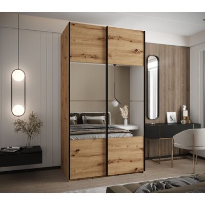 VENETI Dvojdverová skriňa SAMARA 4 - 130 cm, dub artisan / čierna VENETI Dvojdverová skriňa SAMARA 4 - 130 cm, dub artisan / čierna