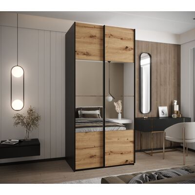 VENETI Dvojdverová skriňa SAMARA 4 - 100 cm, čierna / dub artisan / čierna VENETI Dvojdverová skriňa SAMARA 4 - 100 cm, čierna / dub artisan / čierna