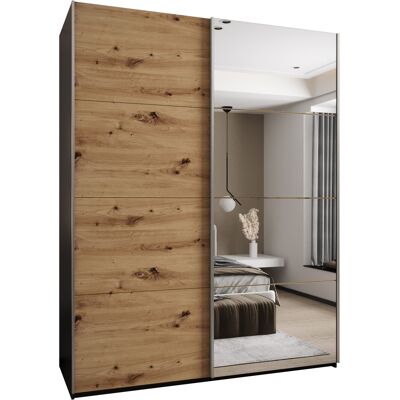 VENETI Dvojdverová skriňa SAMARA 3 - 190 cm, čierna / dub artisan / strieborná VENETI Dvojdverová skriňa SAMARA 3 - 190 cm, čierna / dub artisan / strieborná