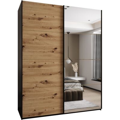 VENETI Dvojdverová skriňa SAMARA 3 - 190 cm, čierna / dub artisan / čierna VENETI Dvojdverová skriňa SAMARA 3 - 190 cm, čierna / dub artisan / čierna