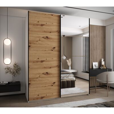 VENETI Dvojdverová skriňa SAMARA 3 - 190 cm, biela / dub artisan / čierna VENETI Dvojdverová skriňa SAMARA 3 - 190 cm, biela / dub artisan / čierna
