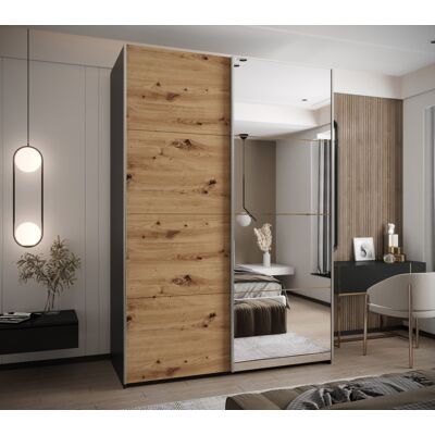 VENETI Dvojdverová skriňa SAMARA 3 - 180 cm, čierna / dub artisan / strieborná VENETI Dvojdverová skriňa SAMARA 3 - 180 cm, čierna / dub artisan / strieborná