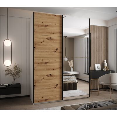 VENETI Dvojdverová skriňa SAMARA 3 - 180 cm, biela / dub artisan / čierna VENETI Dvojdverová skriňa SAMARA 3 - 180 cm, biela / dub artisan / čierna