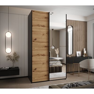 VENETI Dvojdverová skriňa SAMARA 3 - 130 cm, čierna / dub artisan / čierna VENETI Dvojdverová skriňa SAMARA 3 - 130 cm, čierna / dub artisan / čierna