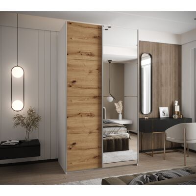VENETI Dvojdverová skriňa SAMARA 3 - 130 cm, biela / dub artisan / strieborná VENETI Dvojdverová skriňa SAMARA 3 - 130 cm, biela / dub artisan / strieborná