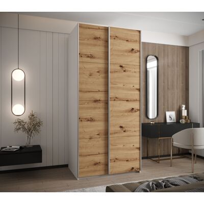 VENETI Dvojdverová skriňa SAMARA 1 - 100 cm, biela / dub artisan / strieborná VENETI Dvojdverová skriňa SAMARA 1 - 100 cm, biela / dub artisan / strieborná
