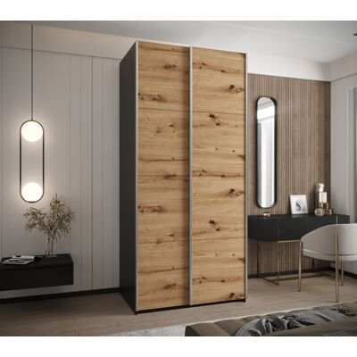 VENETI Dvojdverová skriňa SAMARA 1 - 110 cm, čierna / dub artisan / strieborná VENETI Dvojdverová skriňa SAMARA 1 - 110 cm, čierna / dub artisan / strieborná