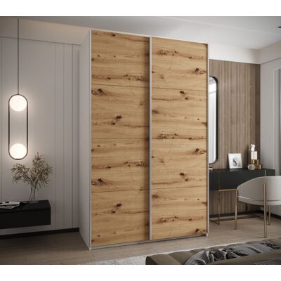 VENETI Dvojdverová skriňa SAMARA 1 - 160 cm, biela / dub artisan / strieborná VENETI Dvojdverová skriňa SAMARA 1 - 160 cm, biela / dub artisan / strieborná