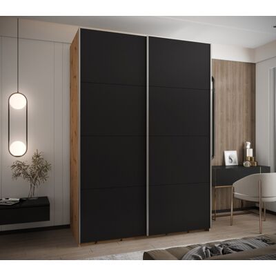 VENETI Dvojdverová skriňa SAMARA 1 - 180 cm, dub artisan / čierna / strieborná VENETI Dvojdverová skriňa SAMARA 1 - 180 cm, dub artisan / čierna / strieborná