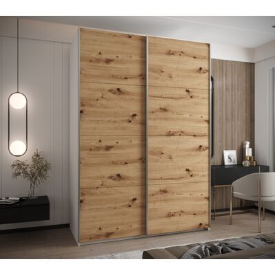 VENETI Dvojdverová skriňa SAMARA 1 - 180 cm, biela / dub artisan / strieborná VENETI Dvojdverová skriňa SAMARA 1 - 180 cm, biela / dub artisan / strieborná