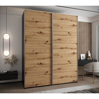 VENETI Dvojdverová skriňa SAMARA 1 - 190 cm, čierna / dub artisan / strieborná VENETI Dvojdverová skriňa SAMARA 1 - 190 cm, čierna / dub artisan / strieborná