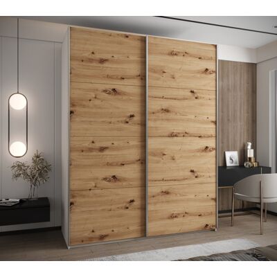 VENETI Dvojdverová skriňa SAMARA 1 - 190 cm, biela / dub artisan / strieborná VENETI Dvojdverová skriňa SAMARA 1 - 190 cm, biela / dub artisan / strieborná