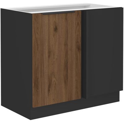 VENETI Predĺžená rohová skrinka TOVA - šírka 105 cm, orech okapi / čierna VENETI Predĺžená rohová skrinka TOVA - šírka 105 cm, orech okapi / čierna