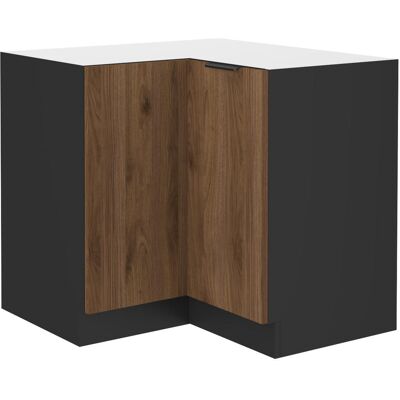 VENETI Dolná rohová skrinka TOVA - šírka 90x90 cm, orech okapi / čierna VENETI Dolná rohová skrinka TOVA - šírka 90x90 cm, orech okapi / čierna