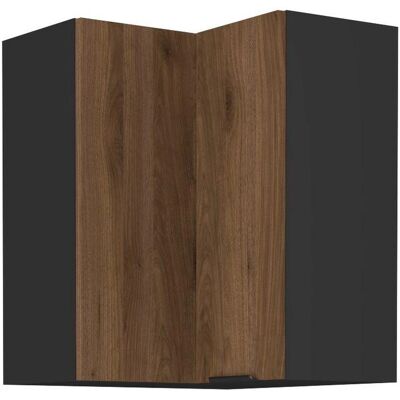 VENETI Horná rohová skrinka TOVA 2 - 60x60 cm, orech okapi / čierna VENETI Horná rohová skrinka TOVA 2 - 60x60 cm, orech okapi / čierna