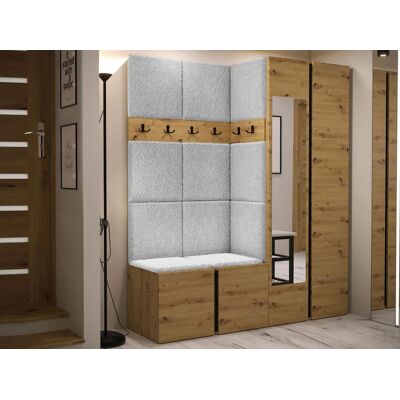 VENETI Stena do predsiene s čalúnenými panelmi 42x42 SELAND 10 - artisan / čierna / šedá VENETI Stena do predsiene s čalúnenými panelmi 42x42 SELAND 10 - artisan / čierna / šedá