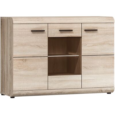 VENETI Presklená komoda LUVERNE - dub sonoma VENETI Presklená komoda LUVERNE - dub sonoma