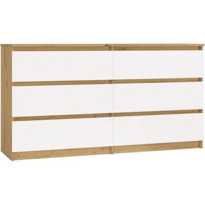 VENETI Široká šuplíková komoda TAAVI - dub artisan / biela VENETI Široká šuplíková komoda TAAVI - dub artisan / biela