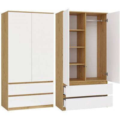 VENETI Šatníková skriňa do predsiene 90 cm TAAVI - dub artisan / biela VENETI Šatníková skriňa do predsiene 90 cm TAAVI - dub artisan / biela