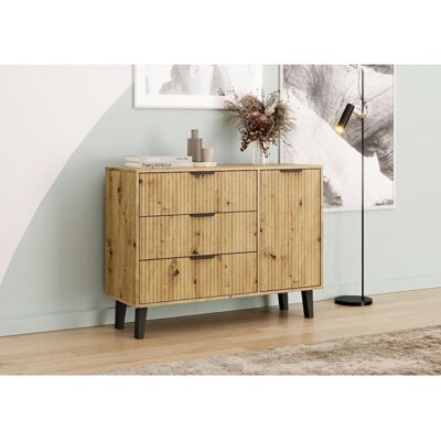 VENETI Kombinovaná komoda SITIVE SLIM - dub artisan / čierna VENETI Kombinovaná komoda SITIVE SLIM - dub artisan / čierna