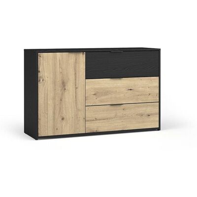 VENETI Kombinovaná komoda SALAMINA - dub artisan / čierna grafitová VENETI Kombinovaná komoda SALAMINA - dub artisan / čierna grafitová