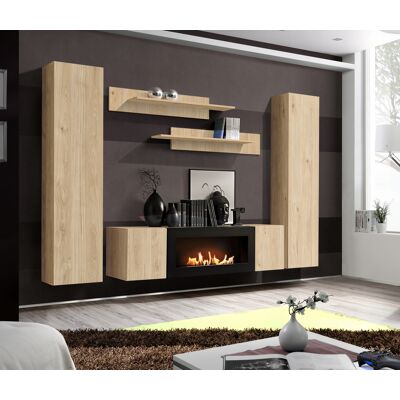 VENETI Obývačková stena FREYA s biokrbom - hickory jackson VENETI Obývačková stena FREYA s biokrbom - hickory jackson