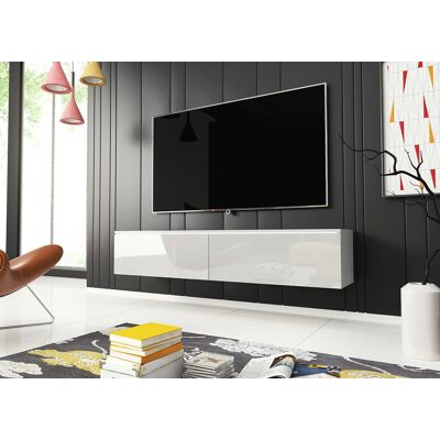 VENETI TV stolík CERIEE 140 - biely / biely lesk VENETI TV stolík CERIEE 140 - biely / biely lesk