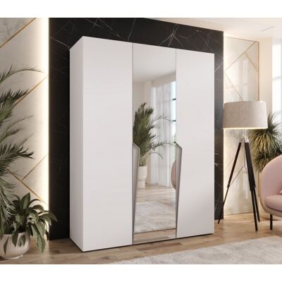 VENETI Elegantná skriňa 150 cm SORAYA 2 so zrkadlom - biela / kašmírové úchyty VENETI Elegantná skriňa 150 cm SORAYA 2 so zrkadlom - biela / kašmírové úchyty