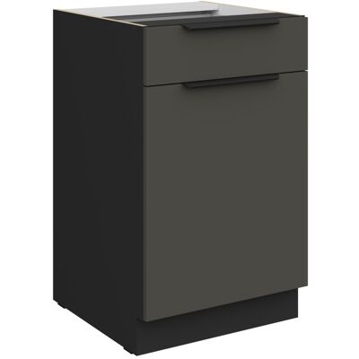 VENETI Dolná skrinka so šuplíkom LUNARA - šírka 50 cm, grafit / čierna VENETI Dolná skrinka so šuplíkom LUNARA - šírka 50 cm, grafit / čierna