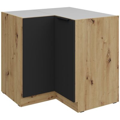 VENETI Dolná rohová skrinka LUNARA - 90x90 cm, čierna / dub artisan VENETI Dolná rohová skrinka LUNARA - 90x90 cm, čierna / dub artisan
