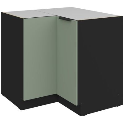 VENETI Dolná rohová skrinka LUNARA - 90x90 cm, zelená / čierna VENETI Dolná rohová skrinka LUNARA - 90x90 cm, zelená / čierna