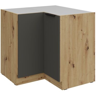 VENETI Dolná rohová skrinka LUNARA - 90x90 cm, grafit / dub artisan VENETI Dolná rohová skrinka LUNARA - 90x90 cm, grafit / dub artisan