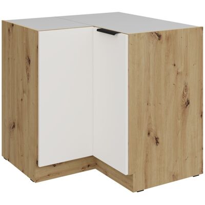 VENETI Dolná rohová skrinka LUNARA - 90x90 cm, biela / dub artisan VENETI Dolná rohová skrinka LUNARA - 90x90 cm, biela / dub artisan