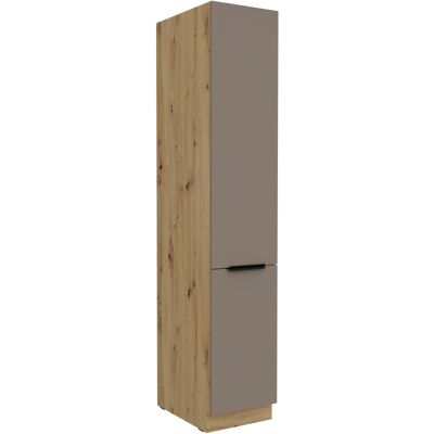VENETI Potravinová skriňa LUNARA - šírka 40 cm, tmavo béžová / dub artisan VENETI Potravinová skriňa LUNARA - šírka 40 cm, tmavo béžová / dub artisan