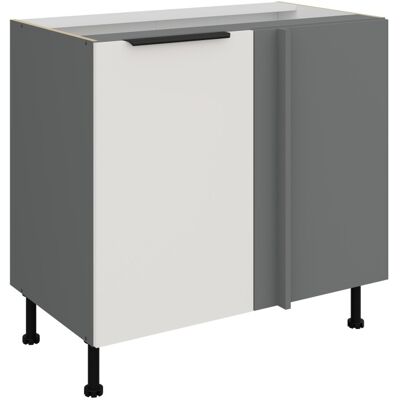 VENETI Predĺžená rohová skrinka LUNARA - šírka 90 cm, biela / antracit VENETI Predĺžená rohová skrinka LUNARA - šírka 90 cm, biela / antracit