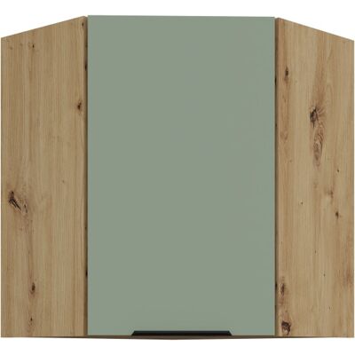 VENETI Horná rohová skrinka LUNARA 1 - 60x60 cm, zelená / dub artisan VENETI Horná rohová skrinka LUNARA 1 - 60x60 cm, zelená / dub artisan